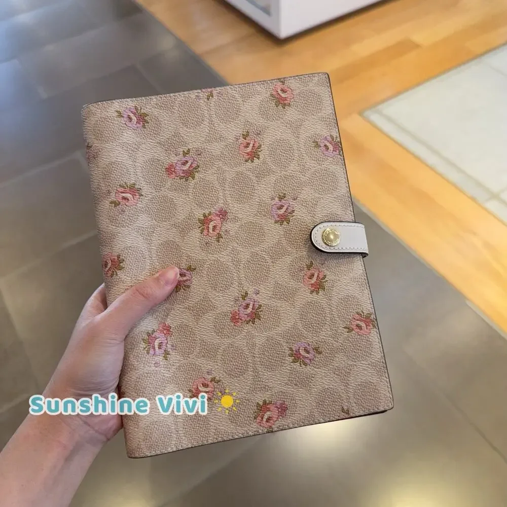 NWT Coach Notebook Gold/Sand Multi With Floral Print CAO58